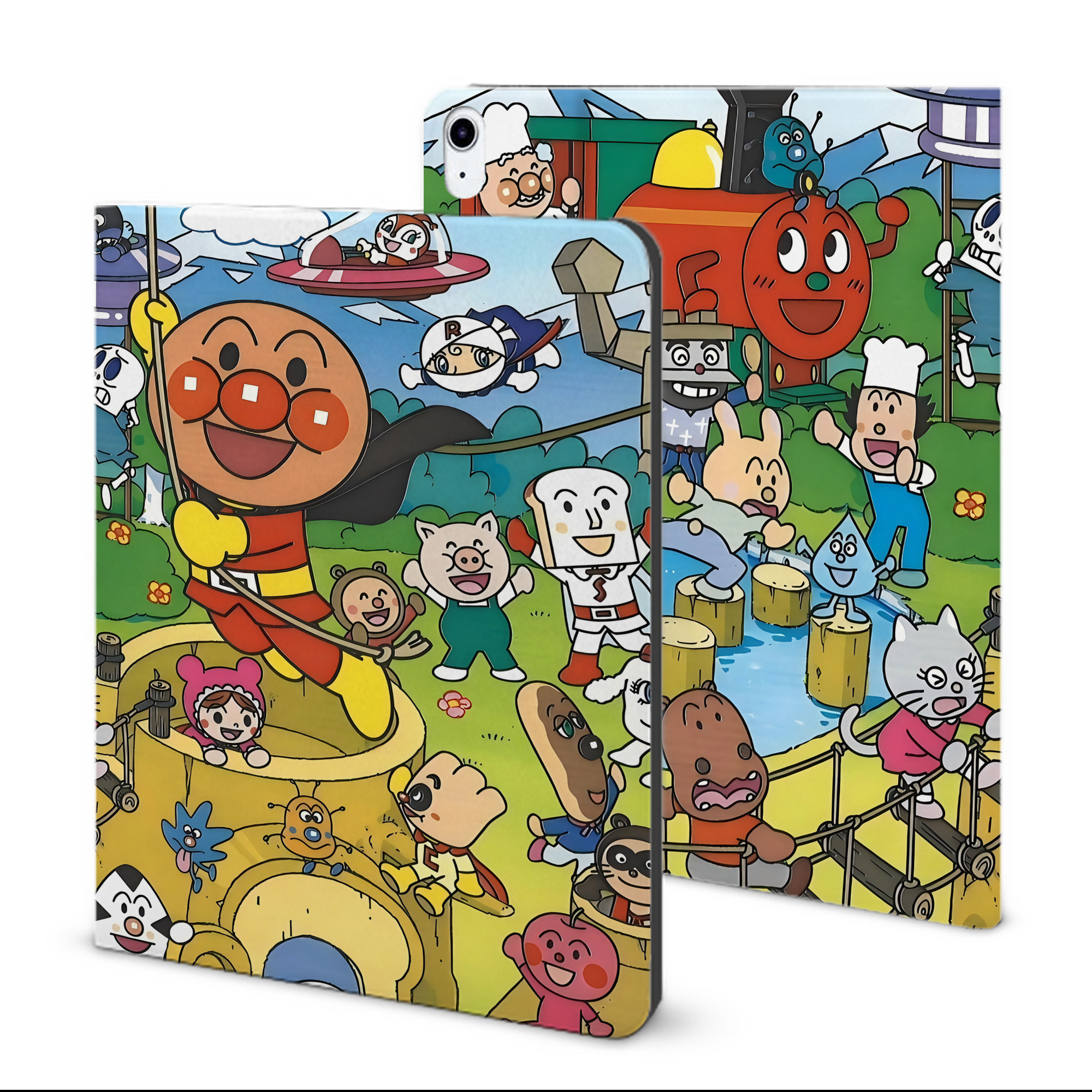 （画像用） アンパンマン Anpanman IPad ケース ブック型 PUレザー TPU 耐衝撃 軽量 薄型 ペン収納なし 全面保護 IPad 各モデル対応